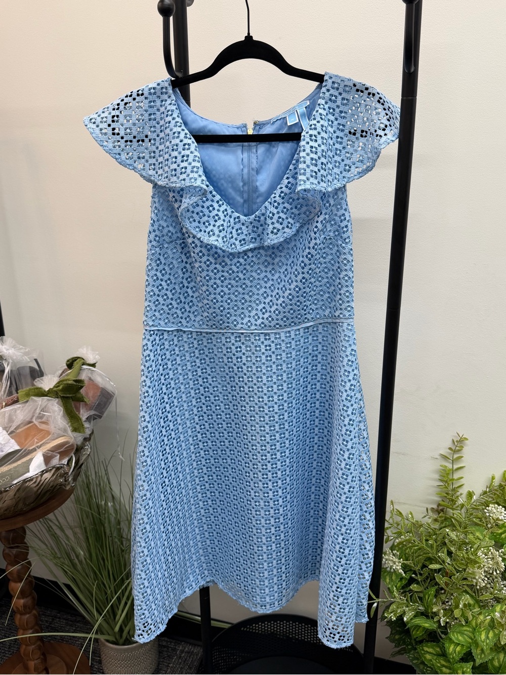 Draper James Light Blue Eyelet Ruffle Midi Dress